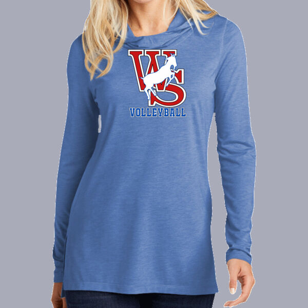 WS Volleyball - Ladies PosiCharge ® Tri Blend Wicking Long Sleeve Hoodie Thumbnail